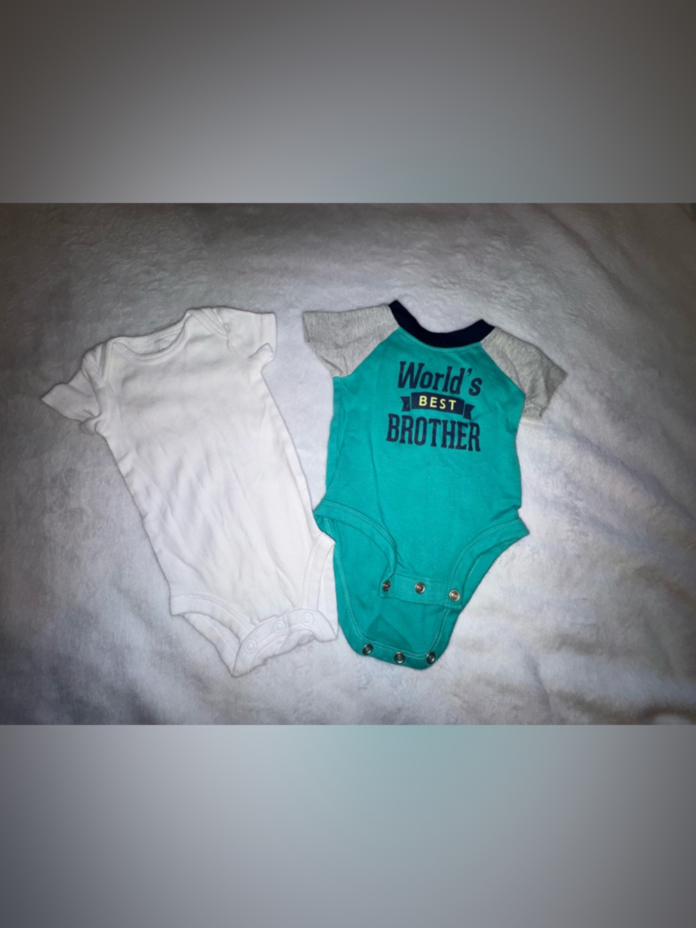 Carter's Teal, Gray & White 'World's Best Brother' Baby One-Piece